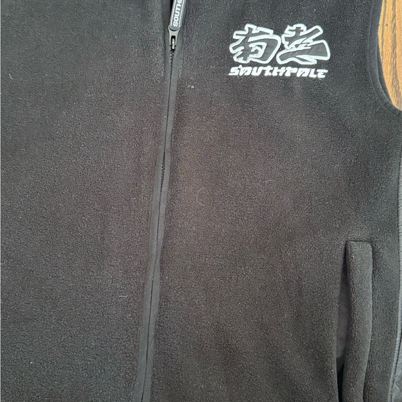 NWT Vintage South Pole Black Fleece Vest with Embroidered Logo